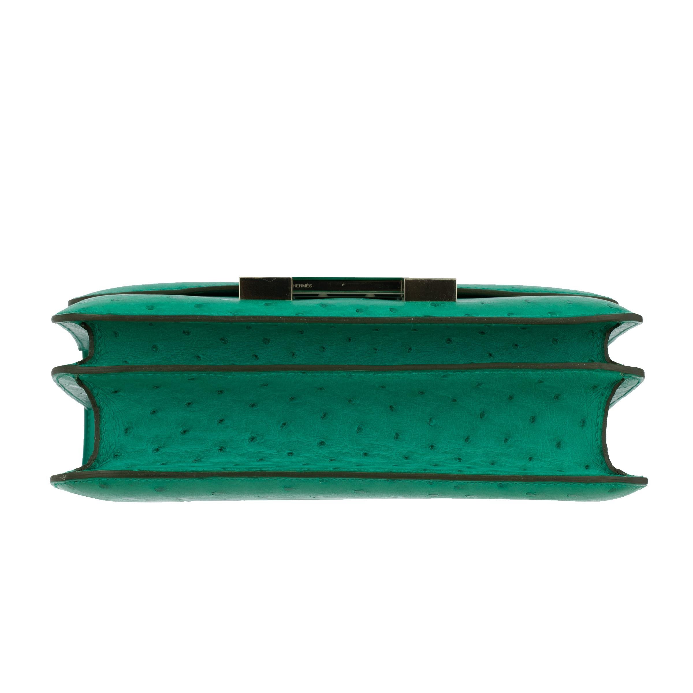 Hermès Constance 24cm Vert Vertigo Ostrich Leather Palladium Hardware For Sale 1
