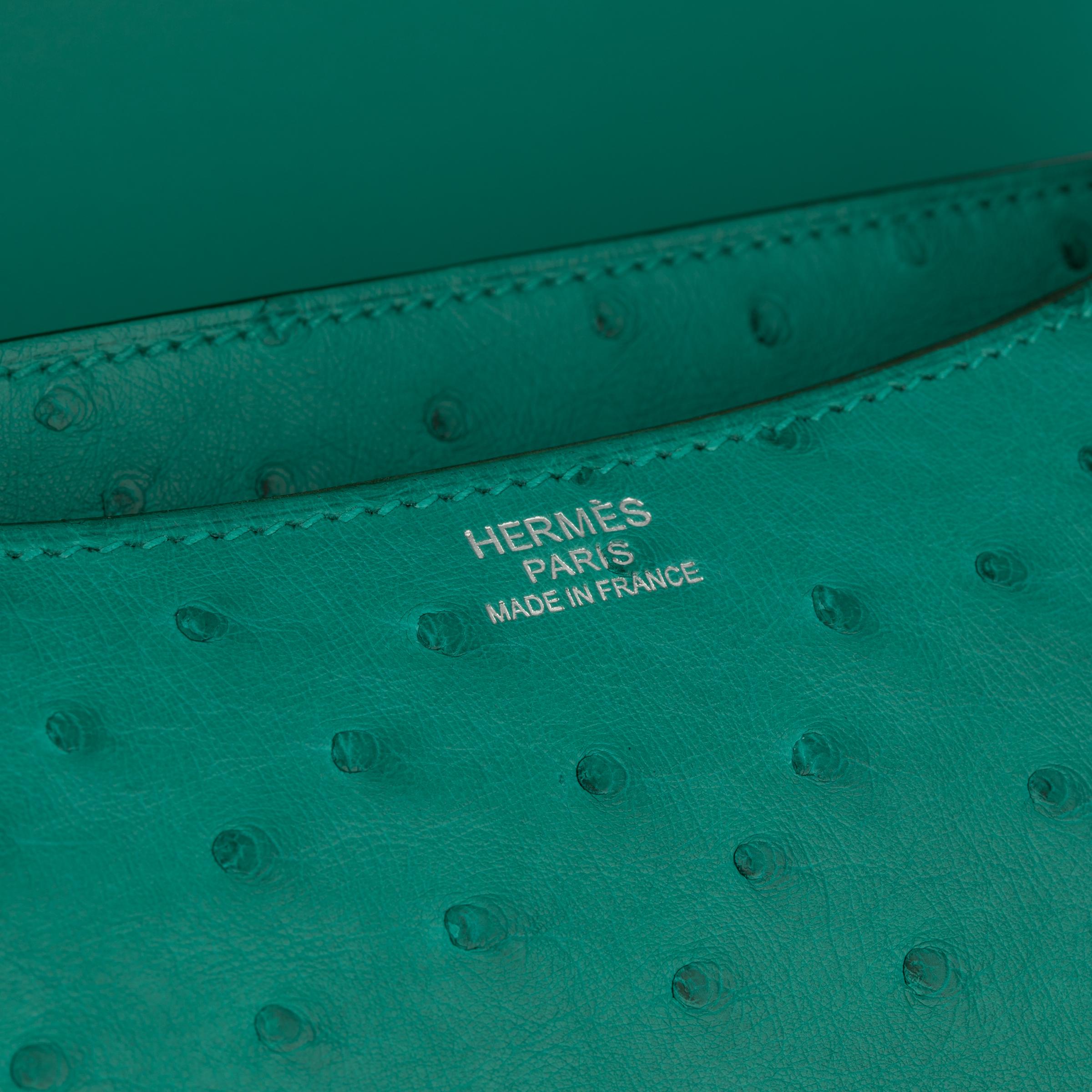 Hermès Constance 24cm Vert Vertigo Ostrich Leather Palladium Hardware For Sale 4