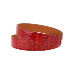 Hermes Constance 32 MM Belt Strap Sanguine Porosus Crocodile 90