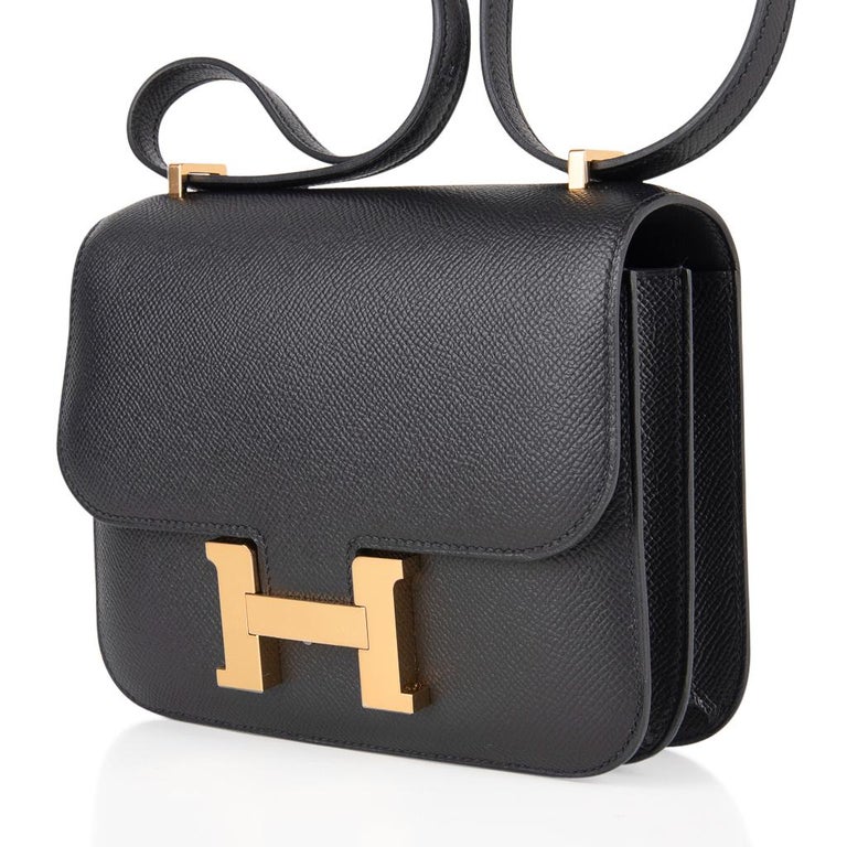 Hermes Constance Bag 18 Black Epsom Gold Hardware New w/ Box at 1stDibs