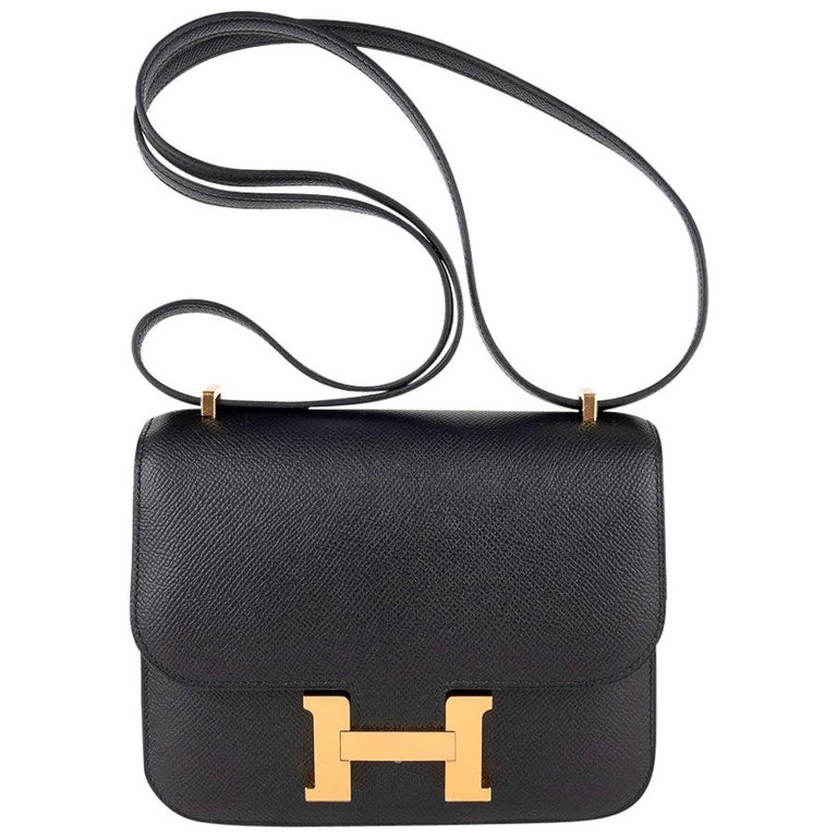 Hermes Constance Bag 18 Black Epsom Gold Hardware New w/ Box at 1stDibs