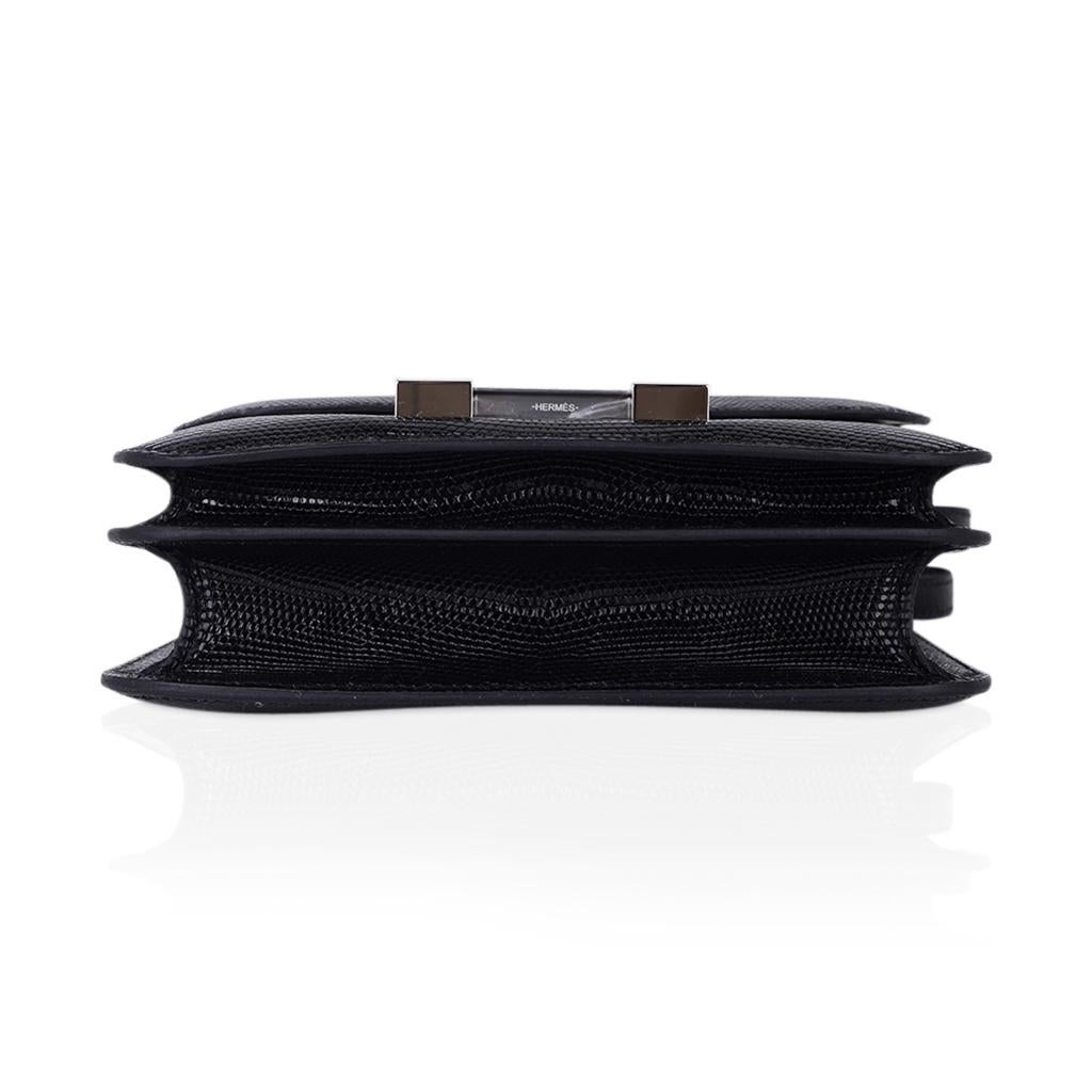 Hermes Constance 18 Black Lizard Bag Palladium Hardware For Sale 3