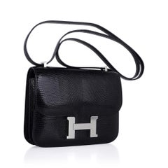 Hermes Constance 18 Schwarz Eidechse Tasche Palladium Hardware