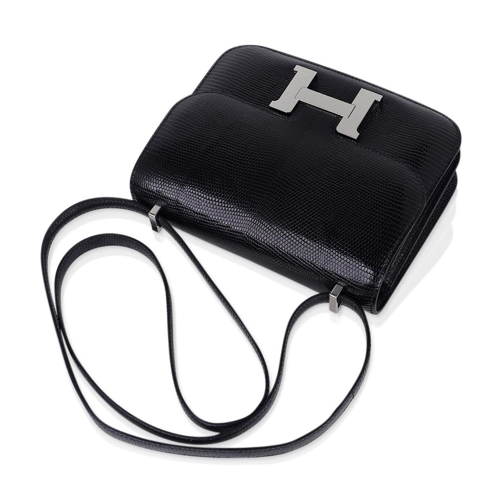 Hermes Constance 18 Black Lizard Bag Palladium Hardware For Sale 1
