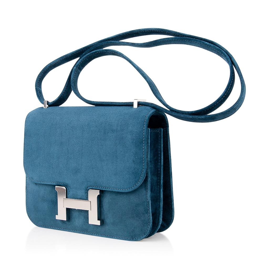 Hermes Constance Bag 18 Blue Ocean Doblis Palladium Limited Edition In New Condition In Miami, FL