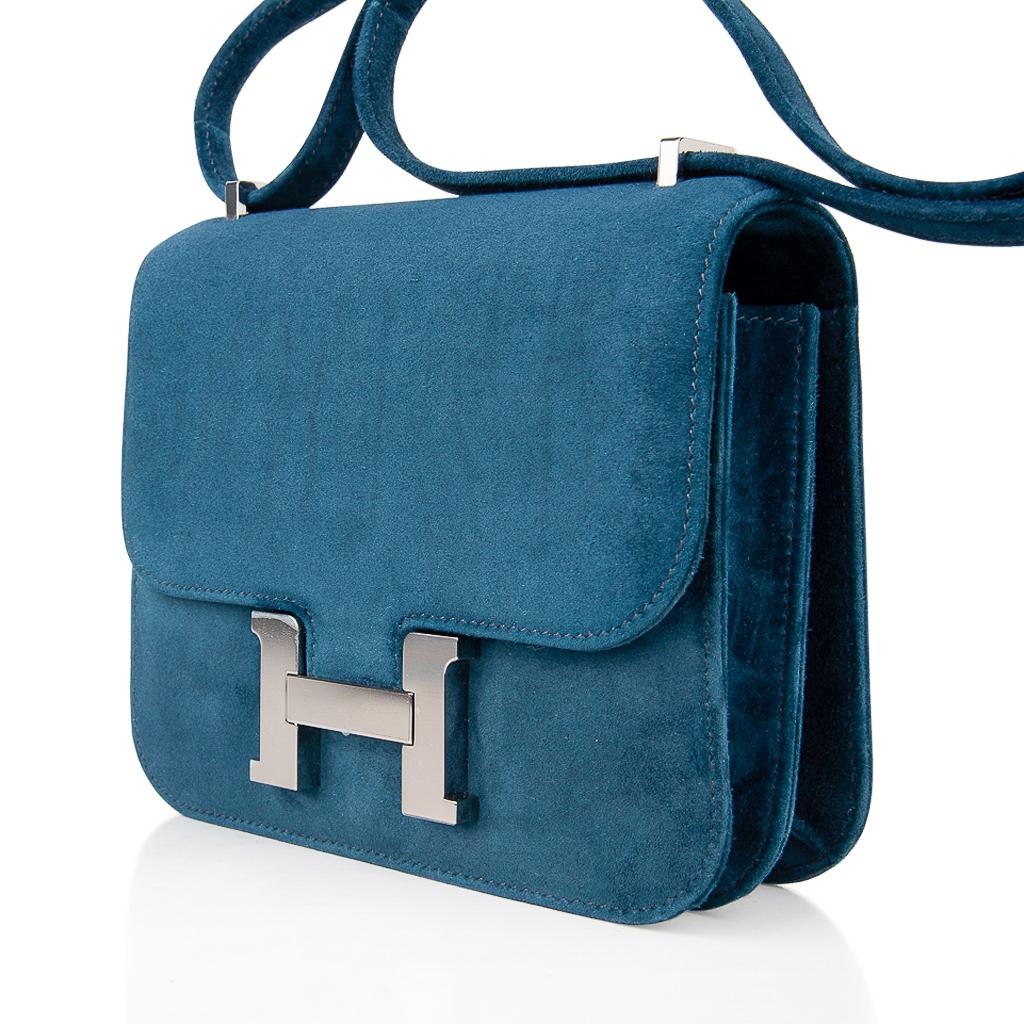 Hermes Constance Bag 18 Blue Ocean Doblis Palladium Limited Edition 1