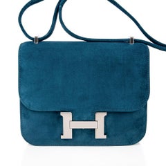Hermes Constance Bag 18 Blue Ocean Doblis Palladium Limited Edition
