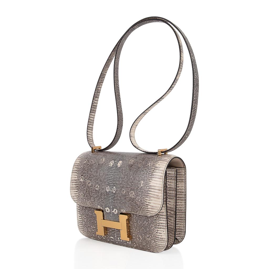 Gray Hermes Constance Bag 18 Ombre Lizard Gold Hardware New w/ Box