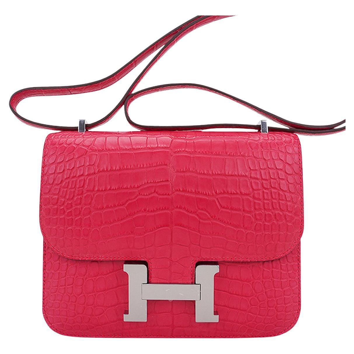 Hermes Constance Bolso 18 Rosa Extremo Aligátor Mate Herrajes Paladio