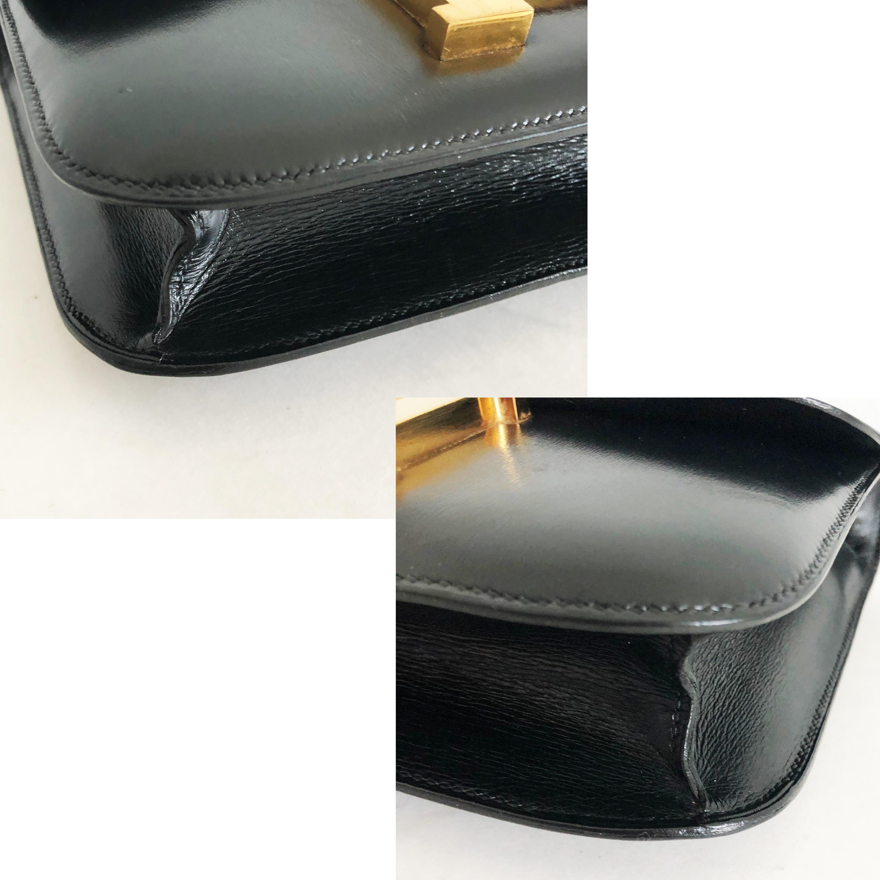 Hermes Constance Bag 23cm Black Box Leather Vintage 80s  7