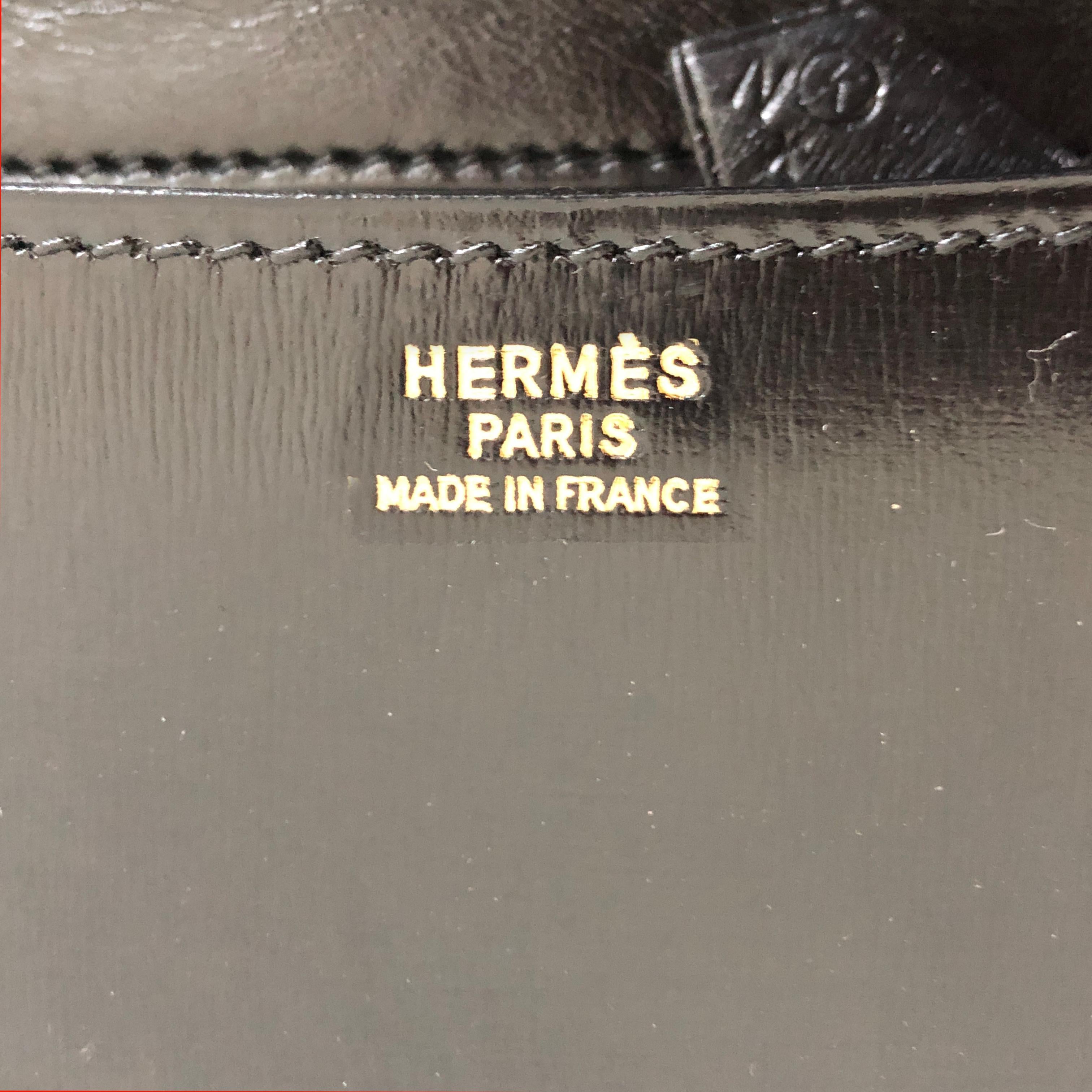 Hermes Constance Bag 23cm Black Box Leather Vintage 80s  12