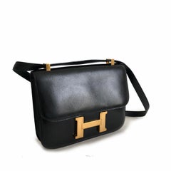 Hermès Constance Bag 23cm Black Box Leather Vintage 80s