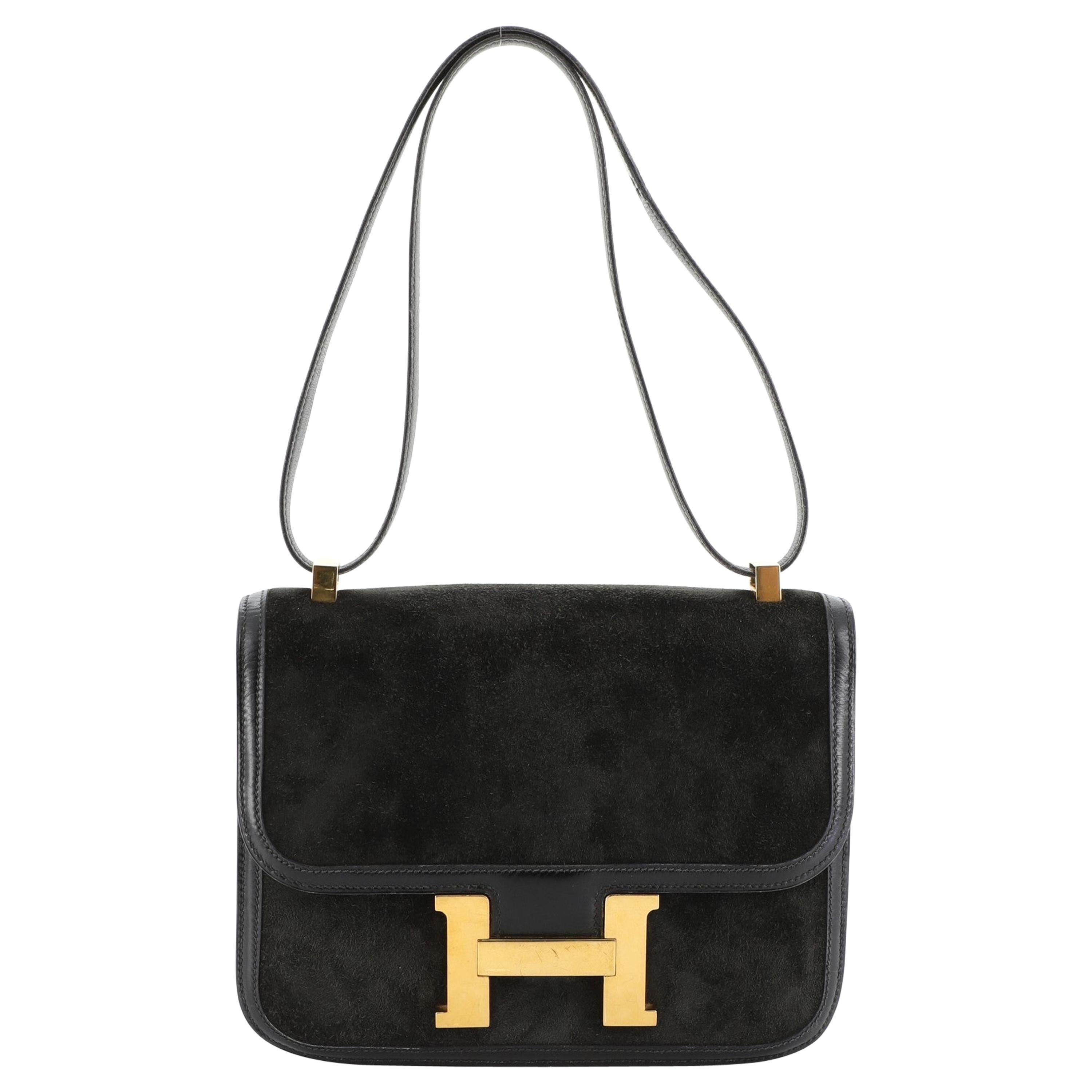 Hermes Constance Bag Doblis Suede with Box Calf 24