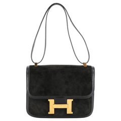Hermes Constance Bag Doblis Suede with Box Calf 24