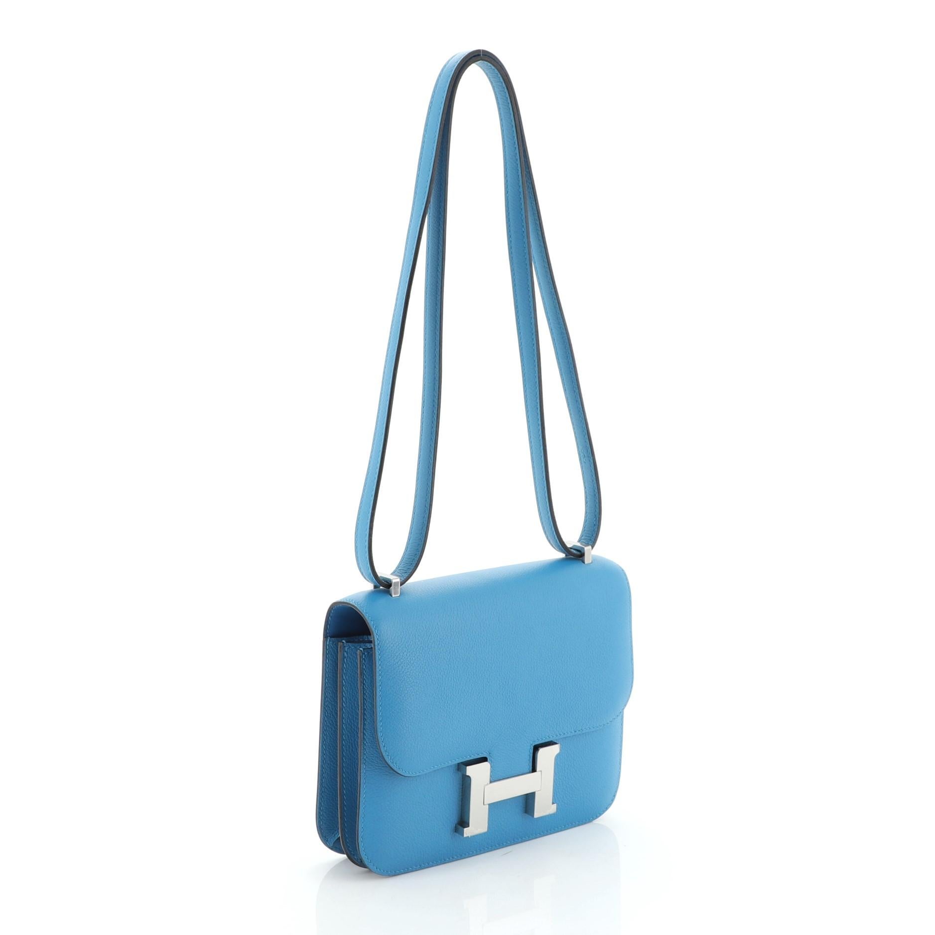 Blue Hermes Constance Bag Evercolor 18