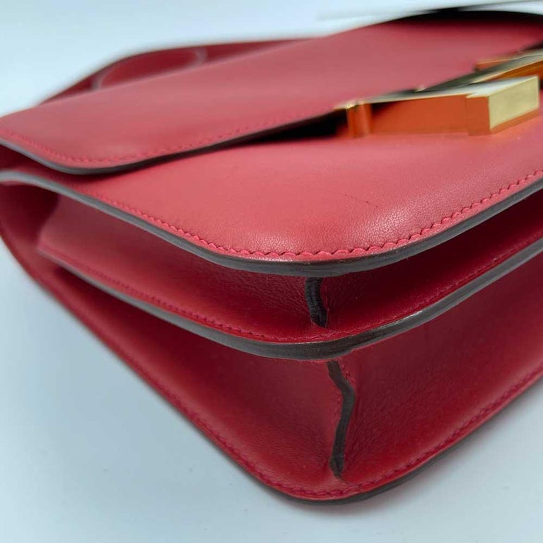 HERMES Constance Bag in Rouge Casaque Swift Leather For Sale 3