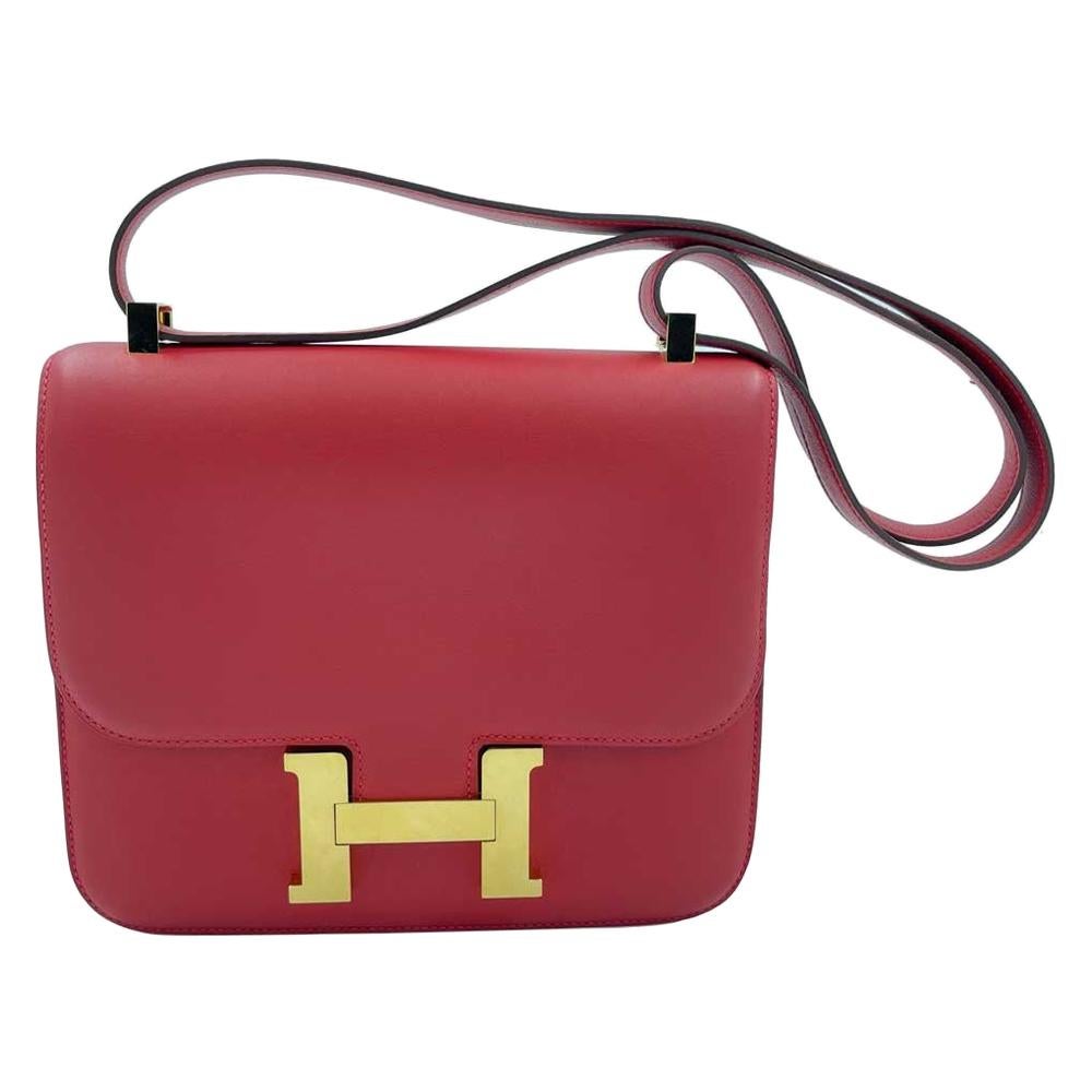 HERMÈS Constance Mini 19 shoulder bag in Rouge Casaque Crinoline and Swift  leather with Palladium hardware [Consigned]-Ginza Xiaoma – Authentic Hermès  Boutique