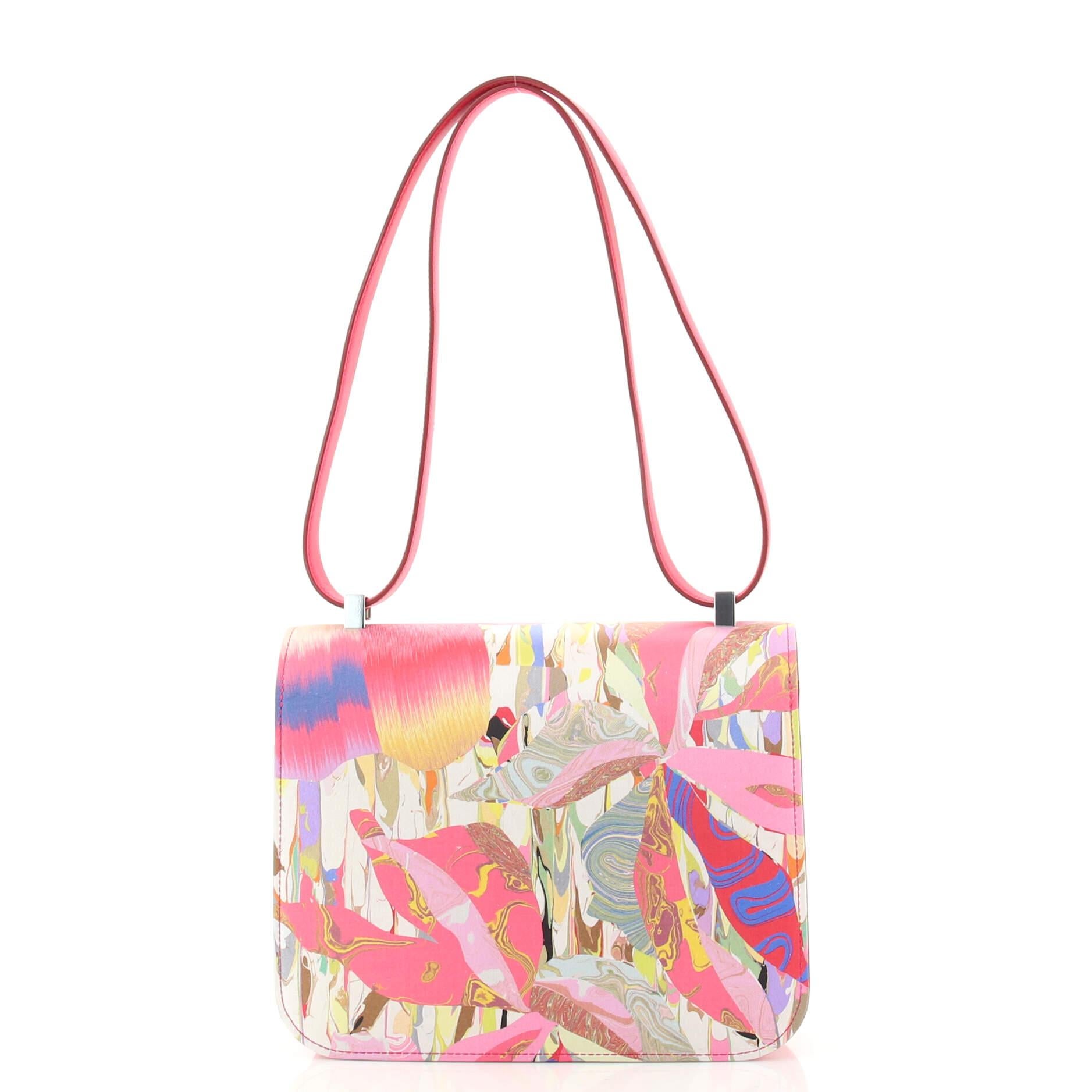 Hermes Constance Bag Limited Edition Marble Printed Silk 24 In Good Condition In NY, NY