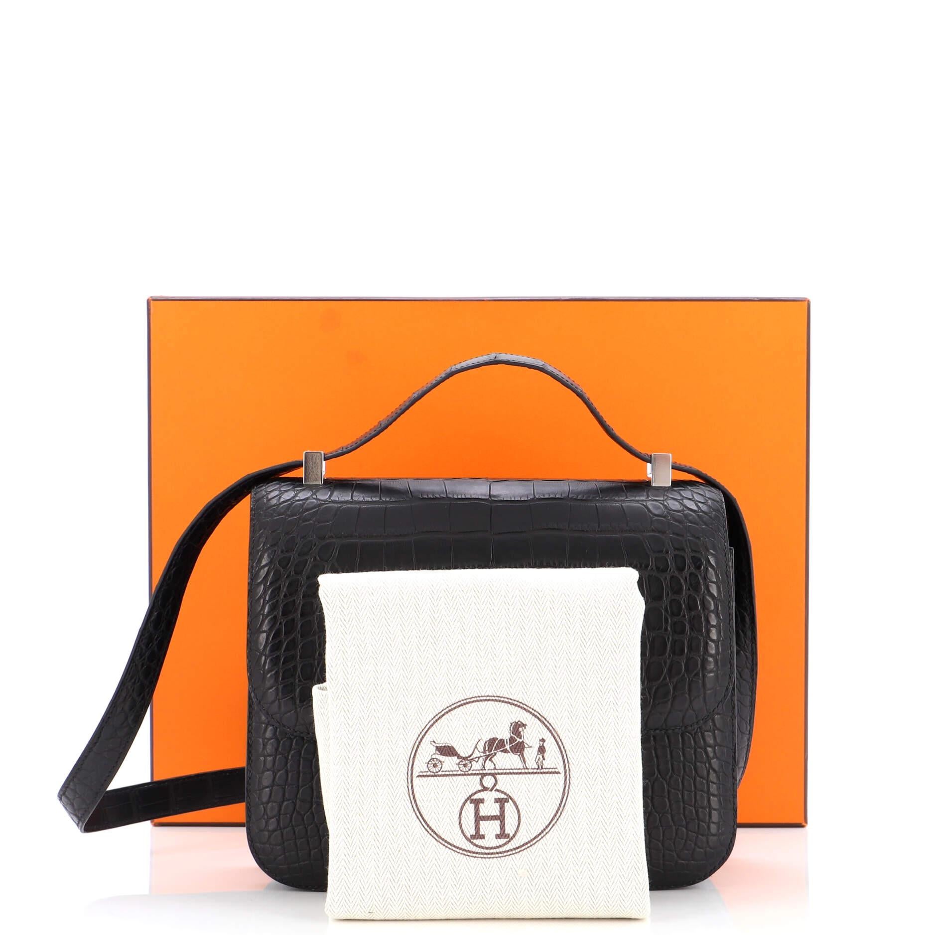 Hermes Constance 24 matte black black alligator Mississippiensis