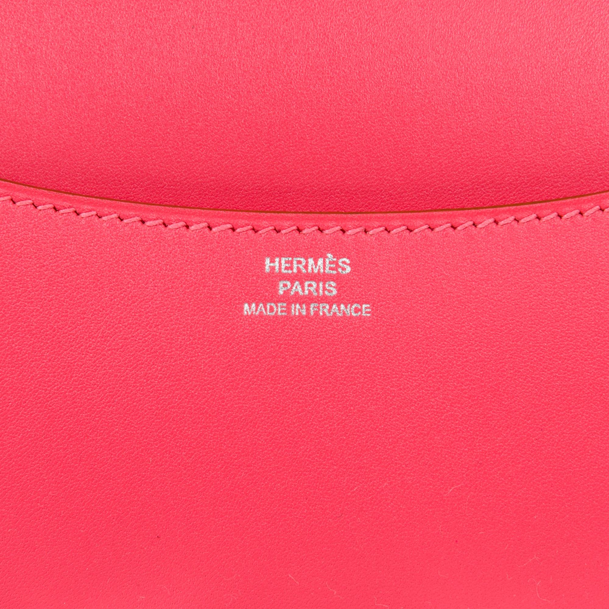 Hermes Constance Bag Rose Lipstick Pink Mini III  Veau Tadelakt  For Sale 3