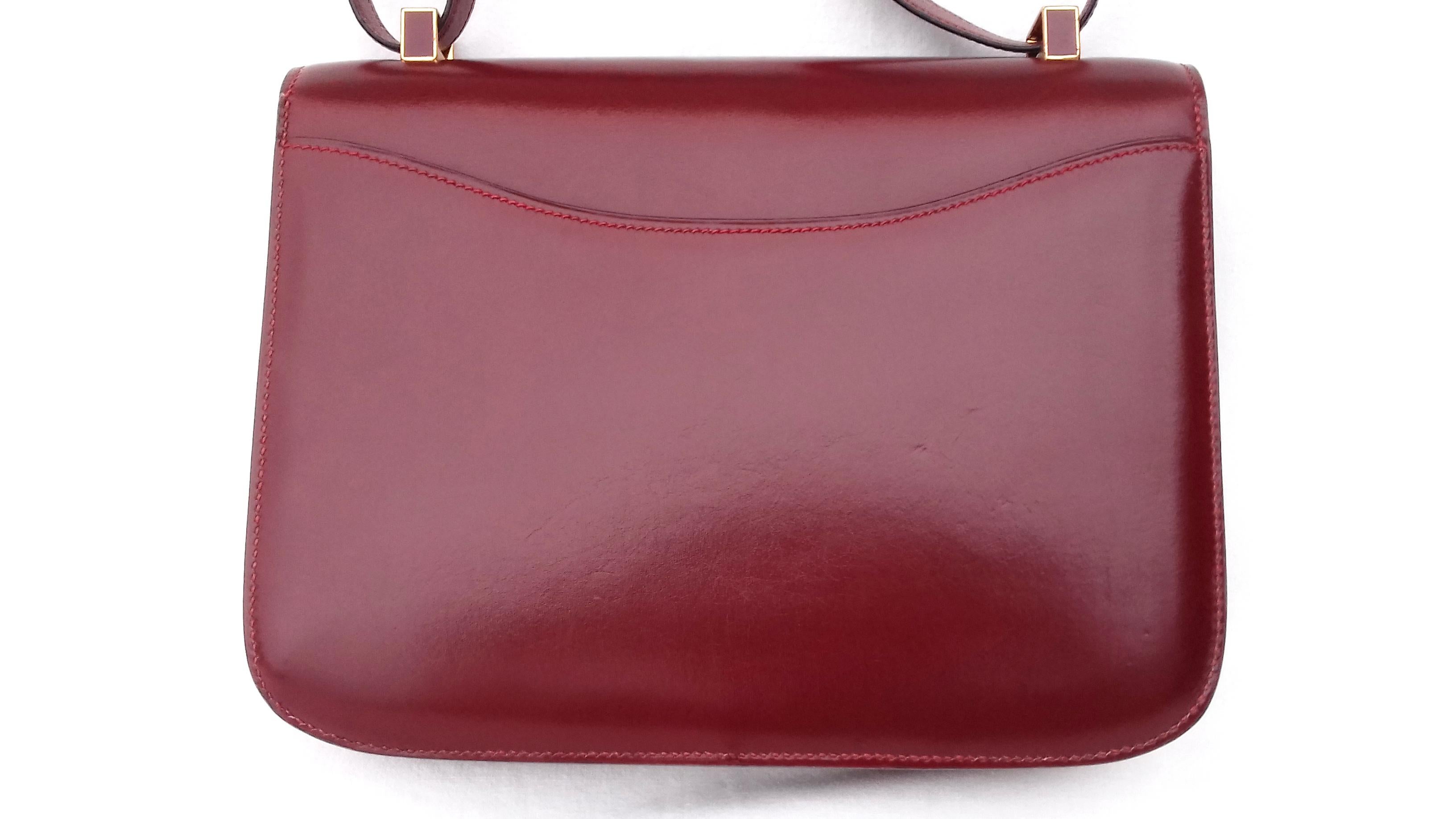Hermès Constance Bag Rouge H Box Leather Enamelled Clasp 23 cm RARE 3