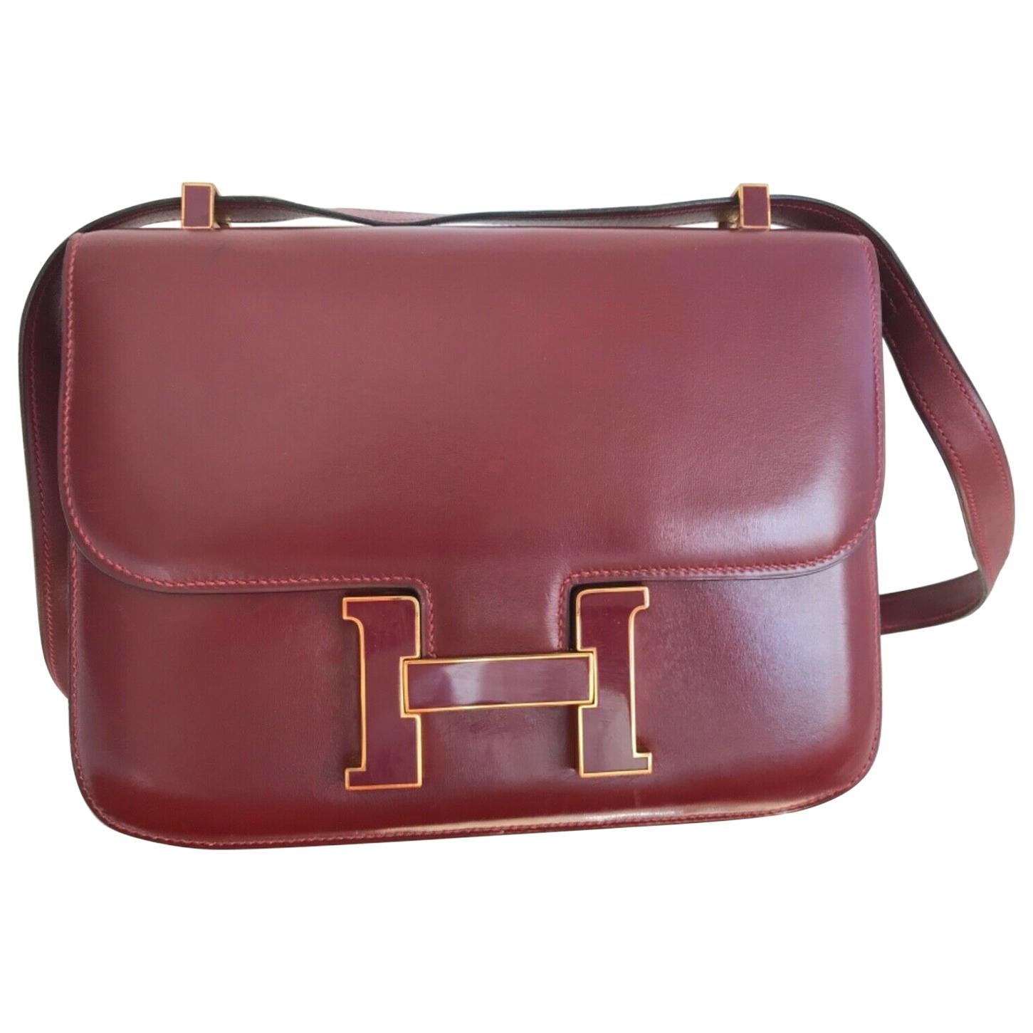 Hermès Constance Bag Rouge H Box Leather Enamelled Clasp 23 cm RARE at ...