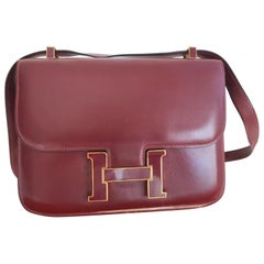 Hermès Constance Bag Rouge H Box Leather Enamelled Clasp 23 cm RARE