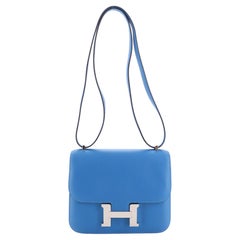 Hermès BAG CONSTANCE HERMES III Blue Leather ref.116977 - Joli Closet