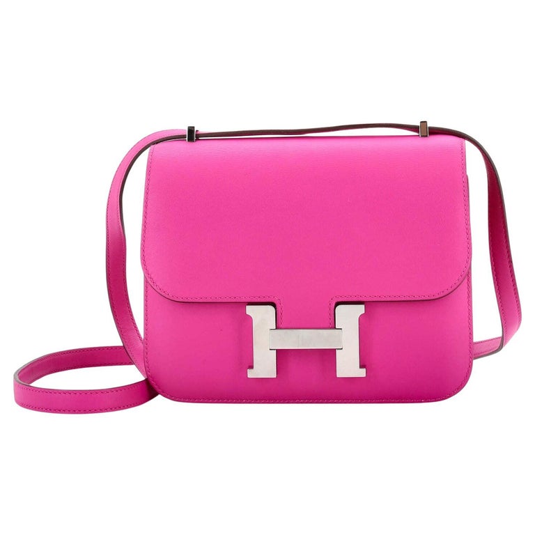 Hermes Pink Rose Azalee Roulis Mini 18 Handbag Bag Constance