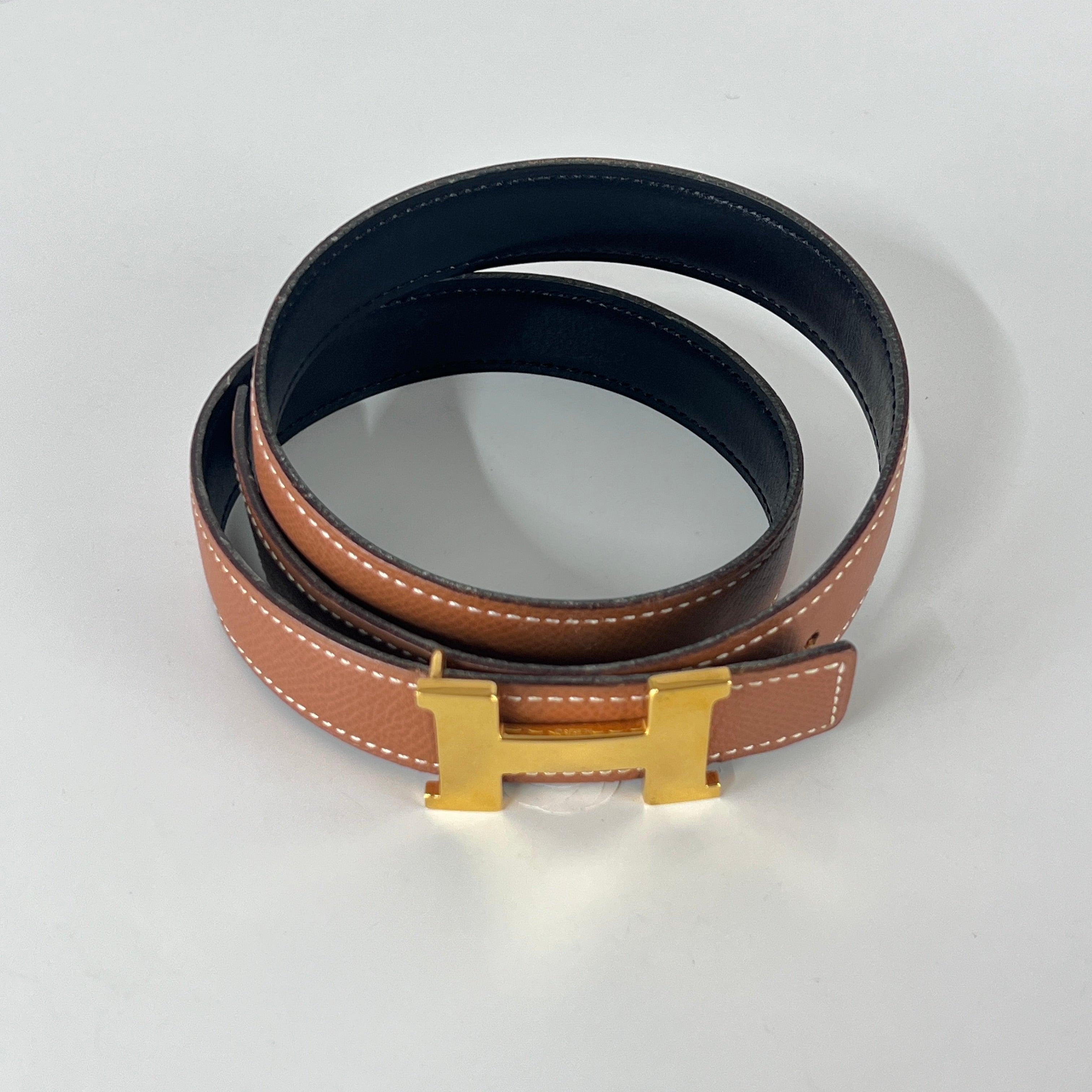 Marrone Hermès Constance Belt Brown Leather Gold H Buckle 1997 in vendita