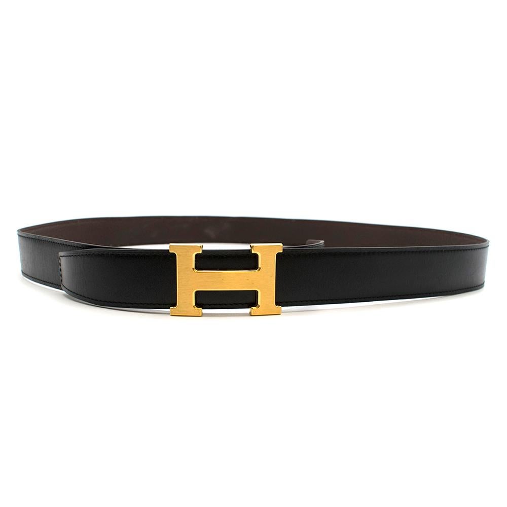 Black Hermes Constance belt buckle & Reversible leather strap 32 mm