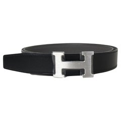 Hermes Constance boucle de ceinture & bracelet cuir réversible 32 mm Noir Étain