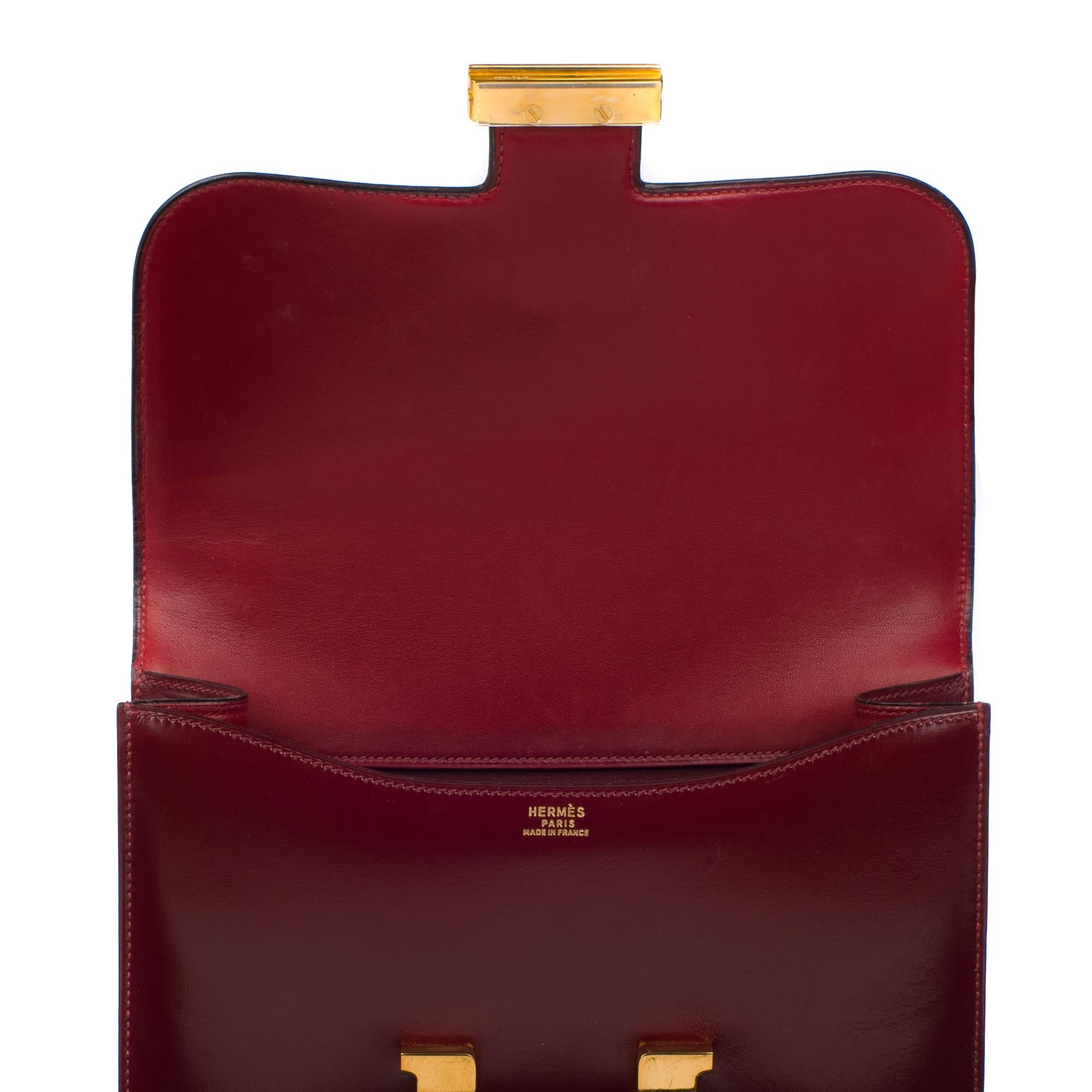 Hermes Constance  Burgundy Box Leather Handbag 2