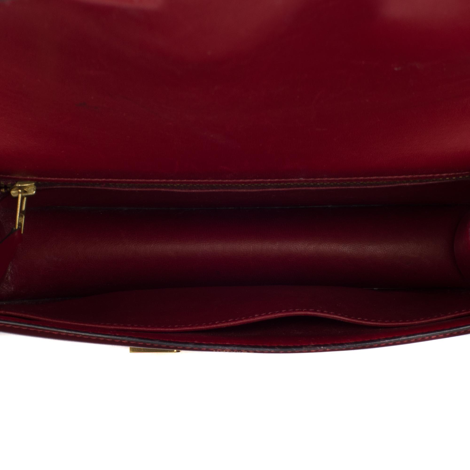 Hermes Constance  Burgundy Box Leather Handbag 1