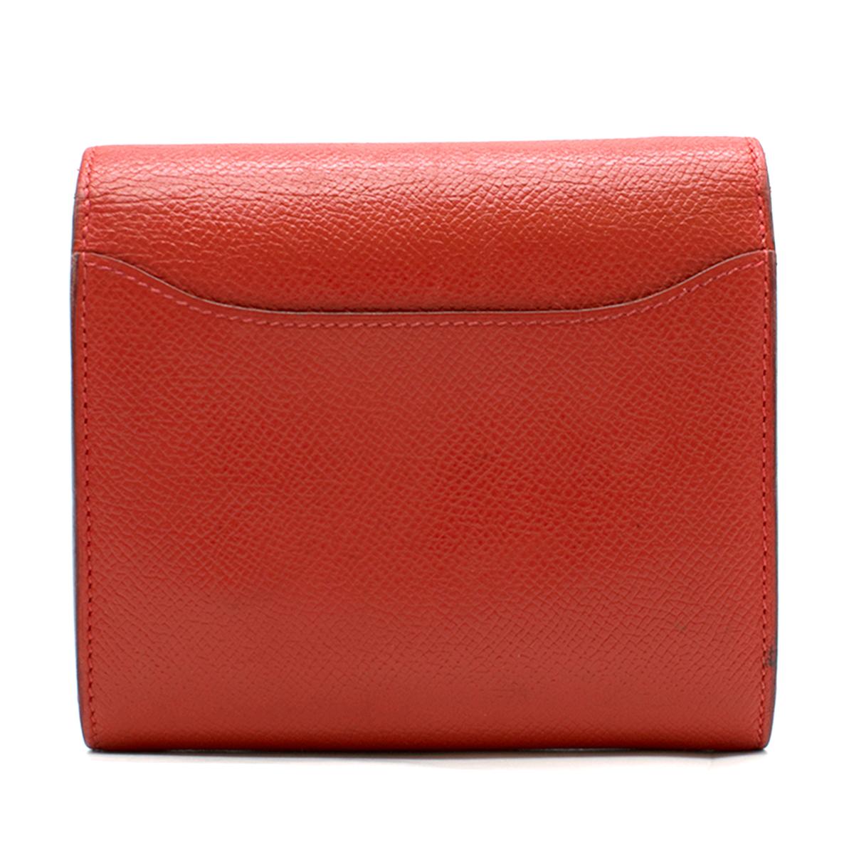 Hermes Constance Compact Rouge Epsom Wallet

-Circa: 2014
-Red compact constance wallet
-Palladium hardware
-'H' clasp
-Two main interior pockets with one zipped pocket
-Features five slots

Please note, these items are pre-owned and may show signs