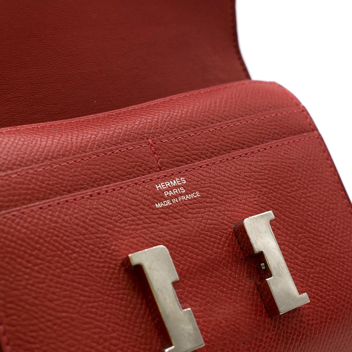 Hermes Constance Compact Rouge Epsom Leather Wallet 2