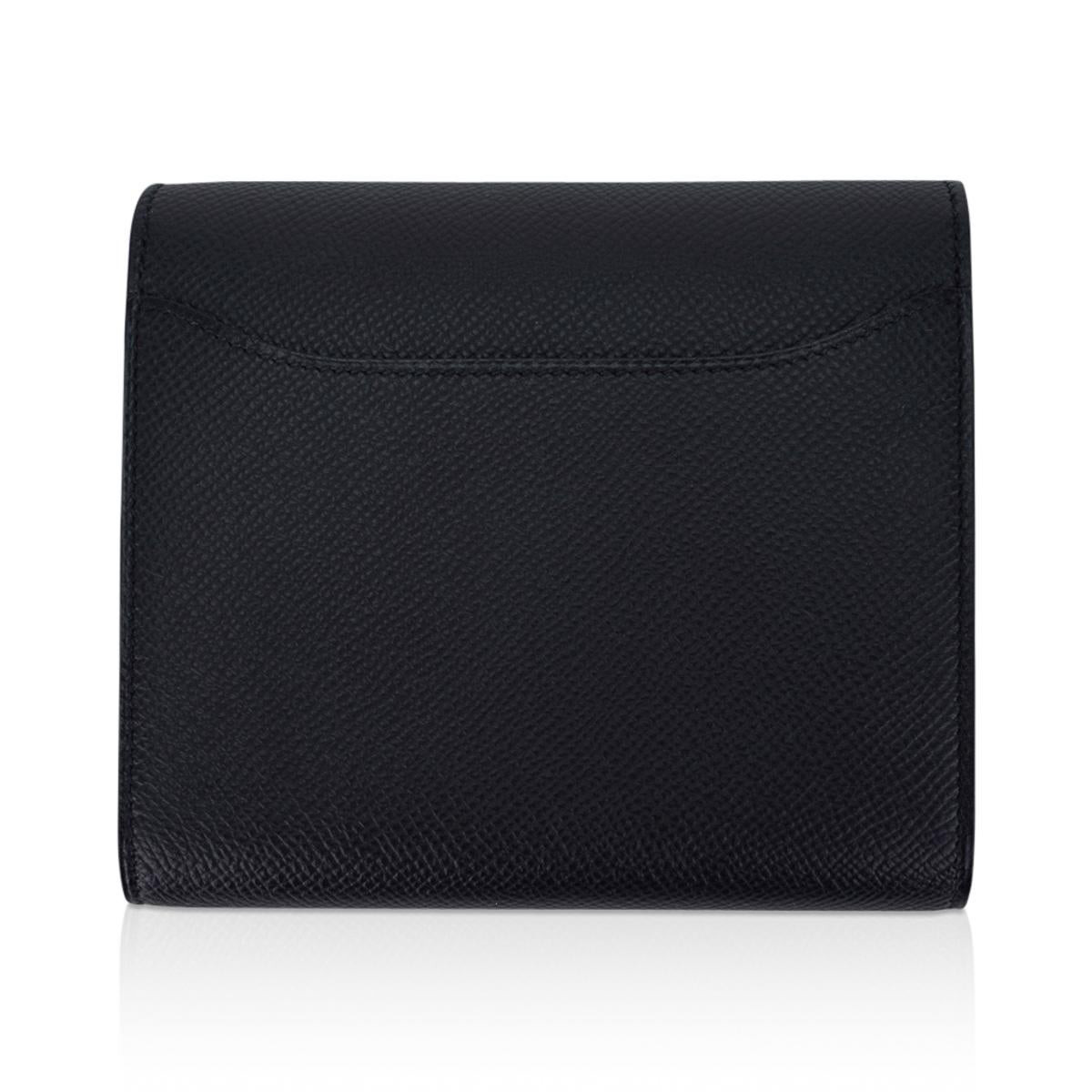 Hermes Constance Compact Wallet Black Epsom Leather Gold Hardware 2