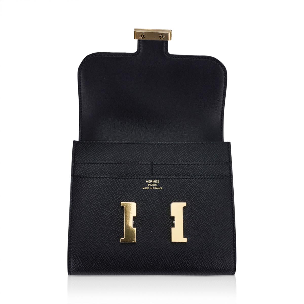 Hermes Constance Compact Wallet Black Gold Hardware Epsom Leather For ...