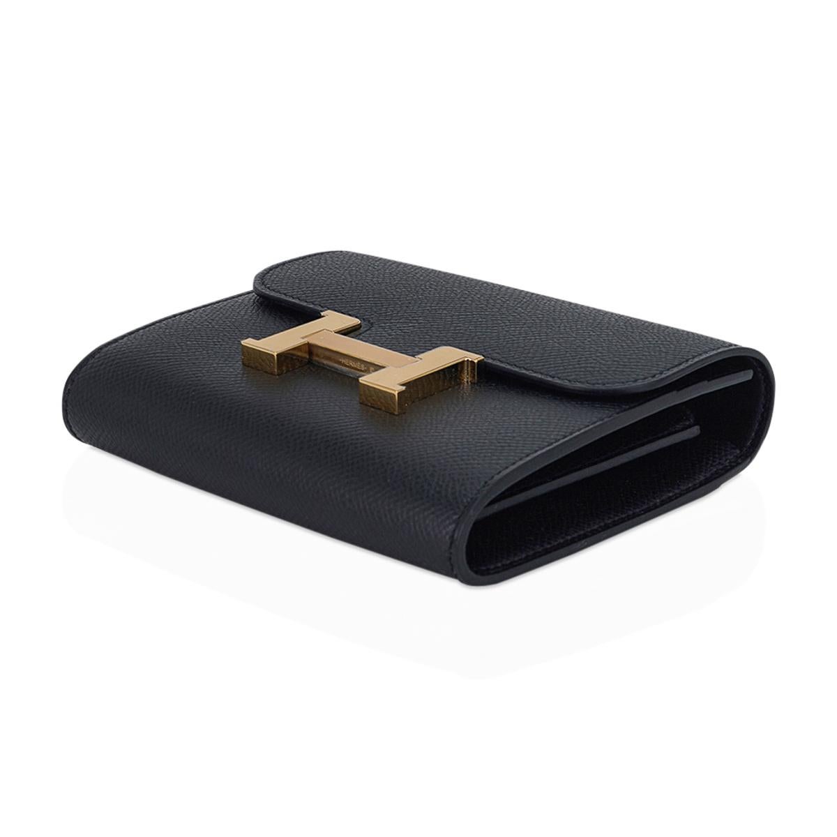 Hermes Constance Compact Wallet Black Epsom Leather Gold Hardware 1