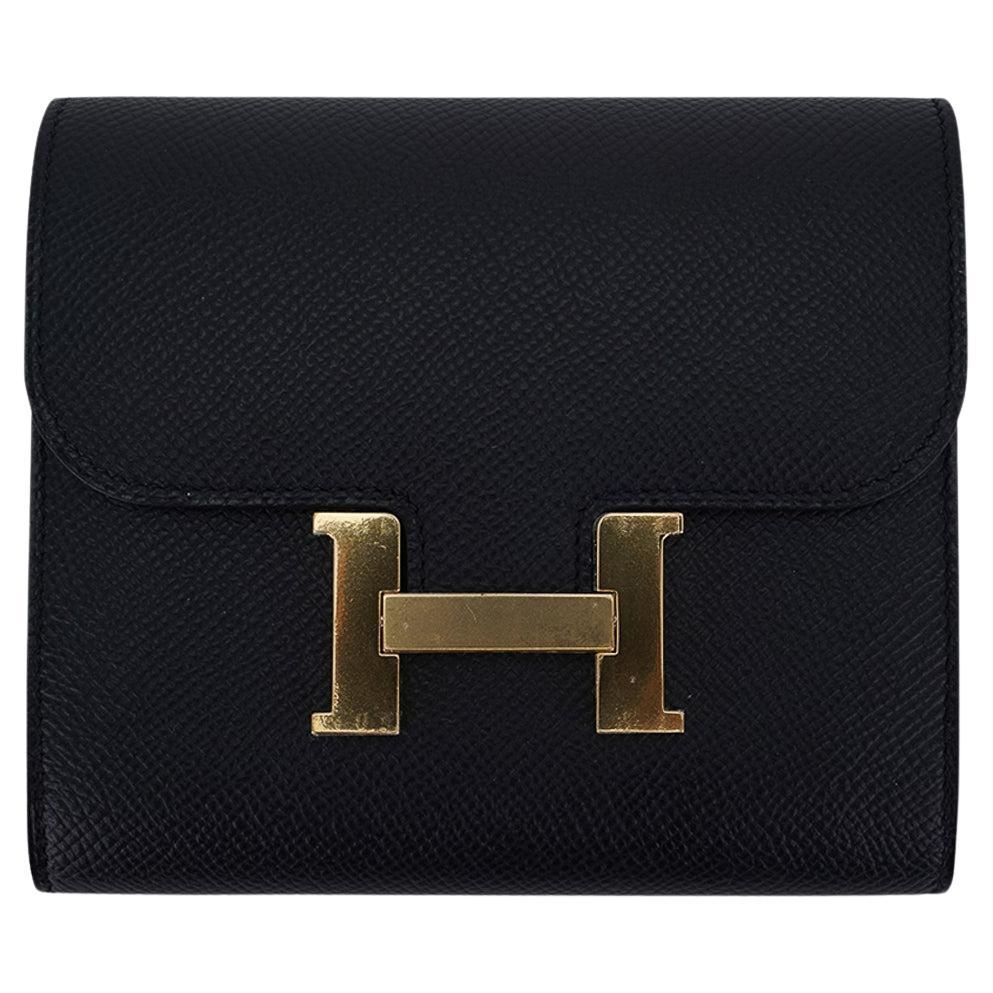 Hermes Constance Compact Wallet Black Epsom Leather Gold Hardware