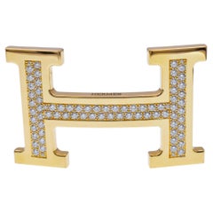 Hermes" Constance"  Diamant-Gürtelschnalle "H" 18k Gelbgold