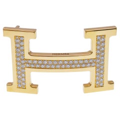 Hermes" Constanza"  Hebilla de cinturón "H" de diamantes Oro amarillo de 18 quilates