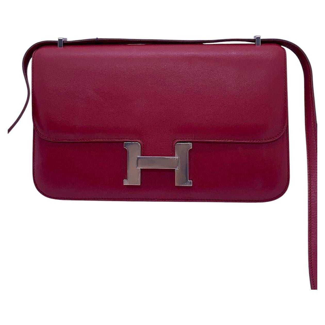 Hermes Constance Elan 25 Swift Piel Gema Rojo Sello N Plata HW