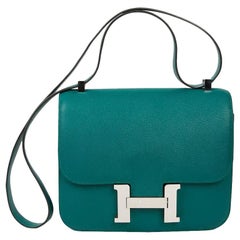 HERMES Constance Elan Bag in Malachite Green Epsom Leather