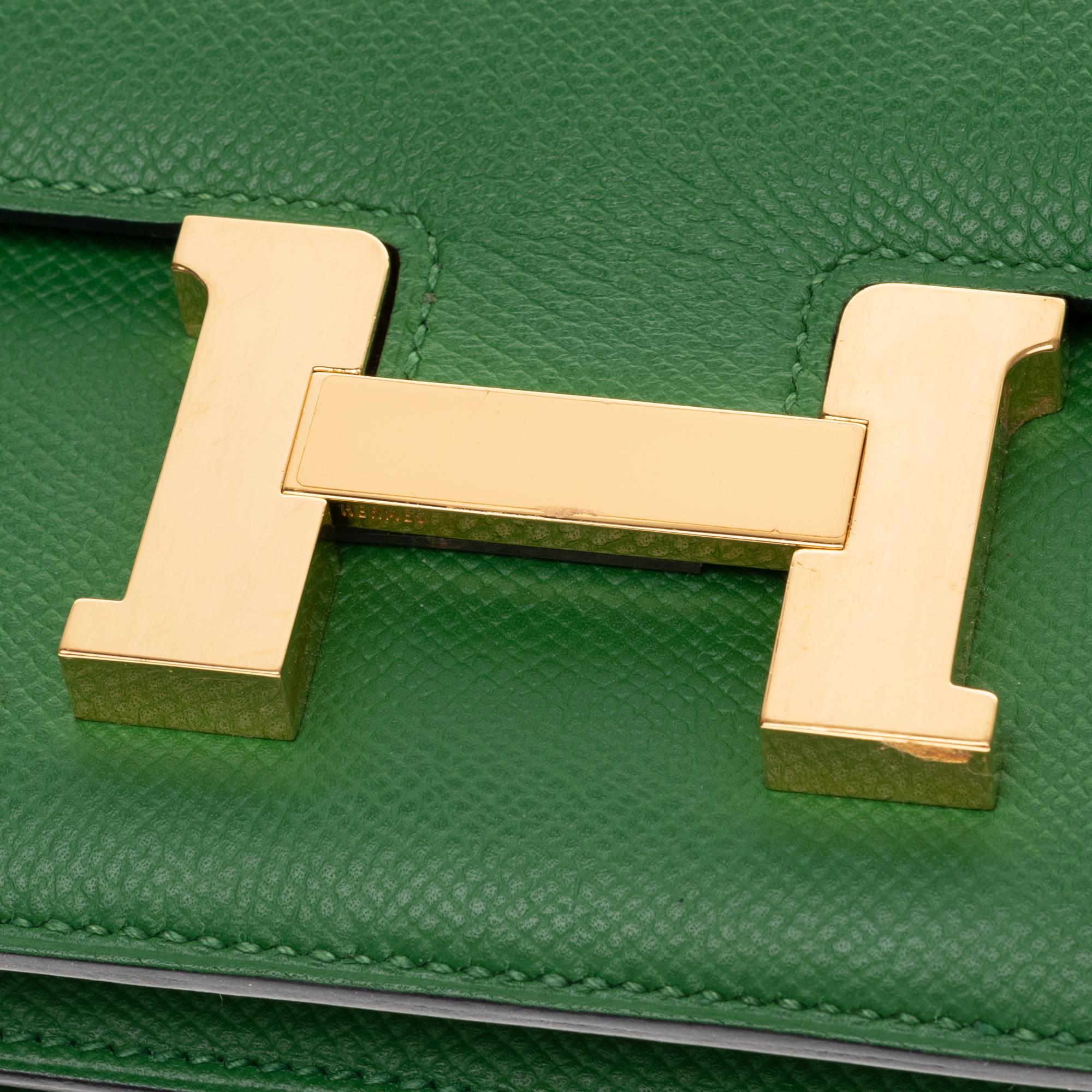 Hermès Constance Elan epsom green handbag, gold hardware, very good condition 2