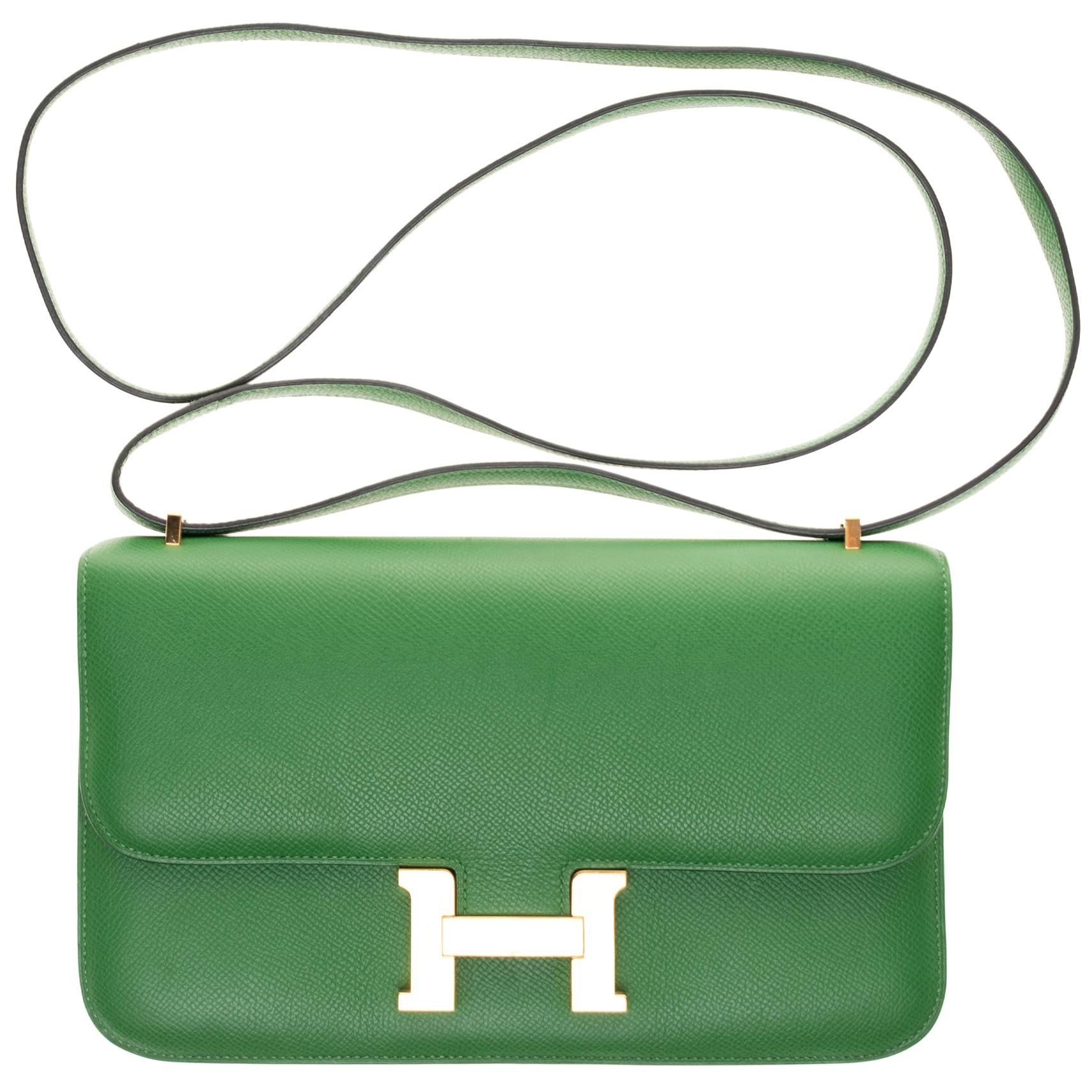 Hermès Constance Elan epsom green handbag, gold hardware, very good condition