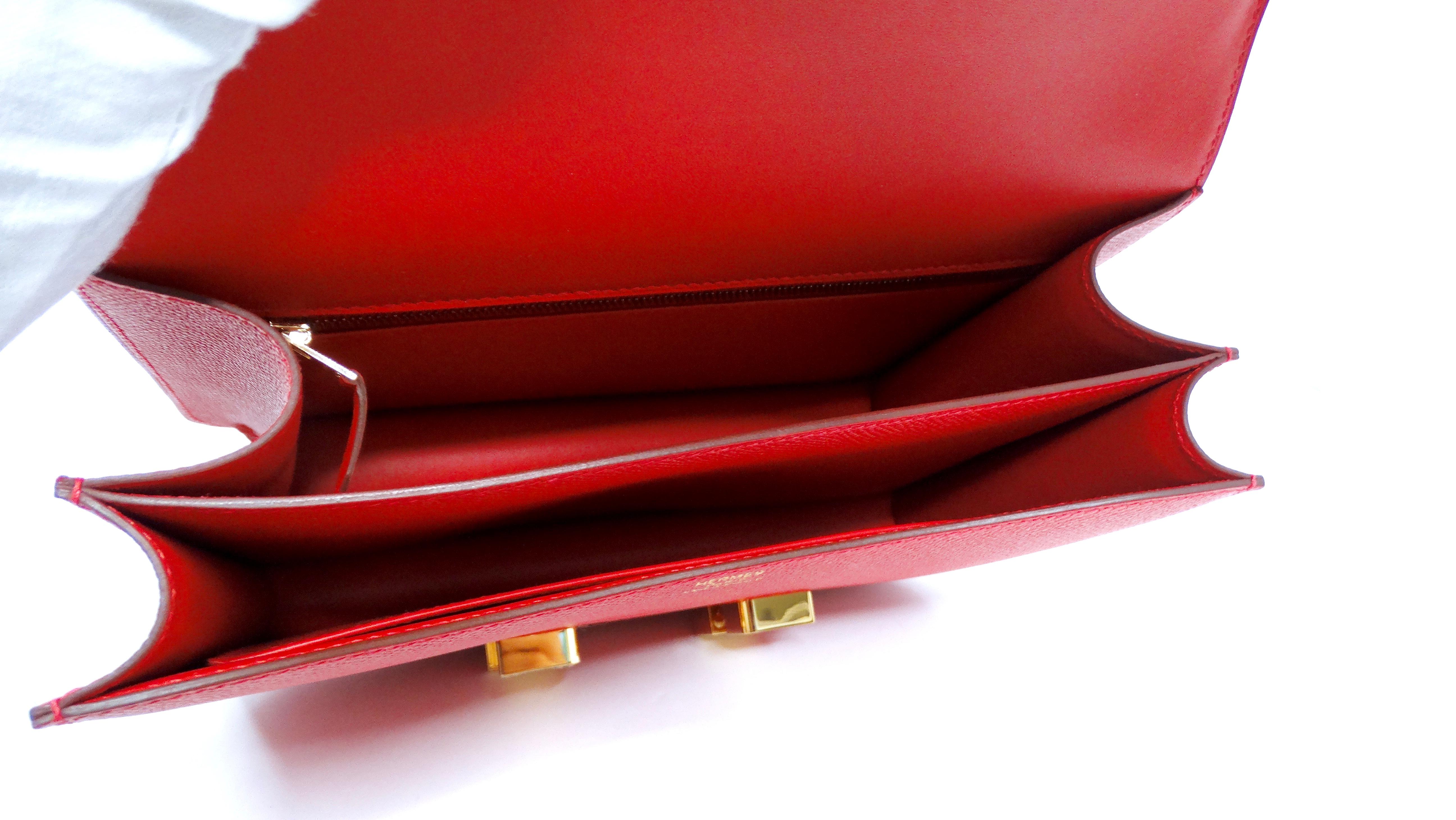 Hermes Constance Epsom Rouge Casque 24 With Gold Hardware 7