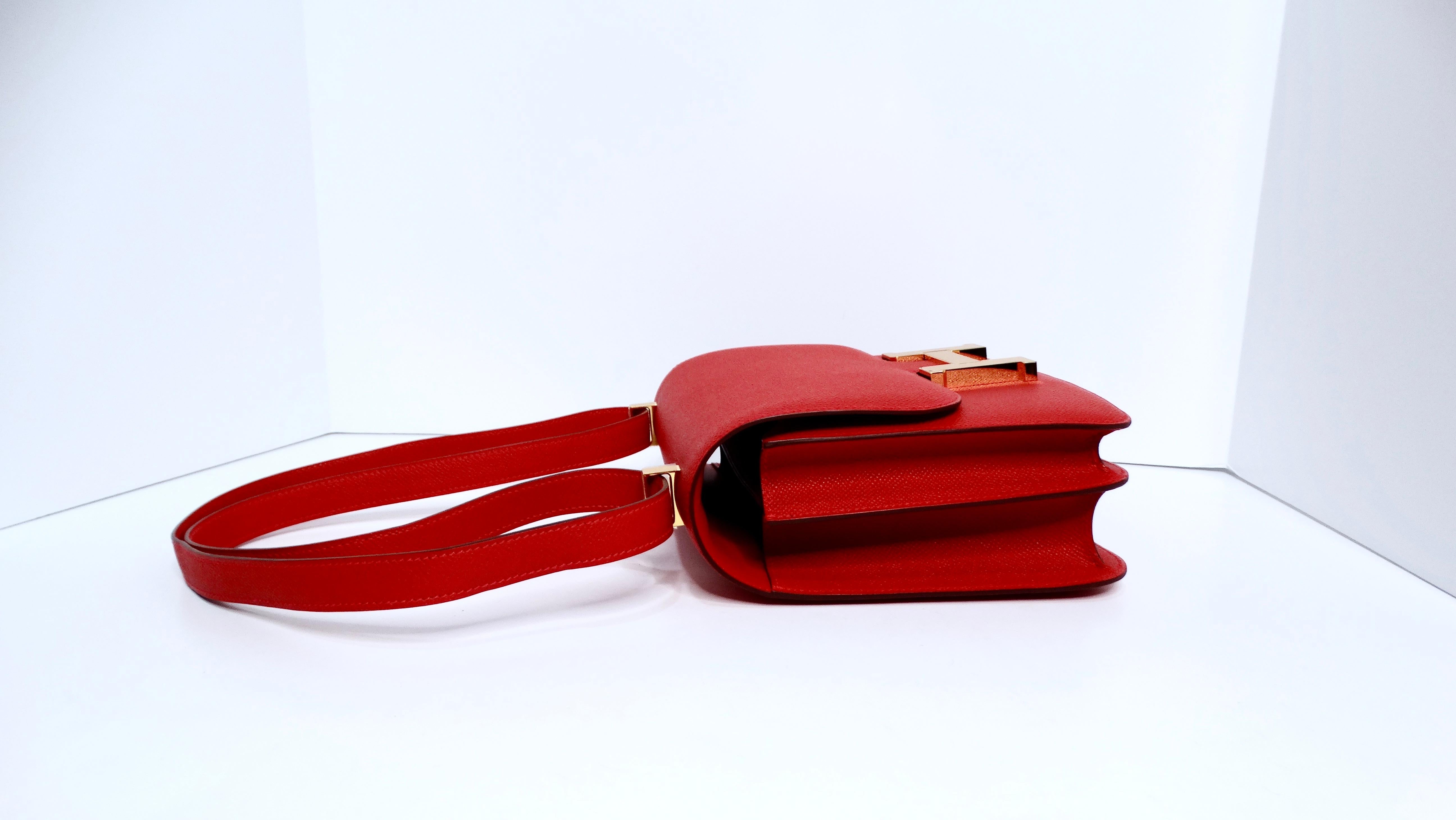 Red Hermes Constance Epsom Rouge Casque 24 With Gold Hardware