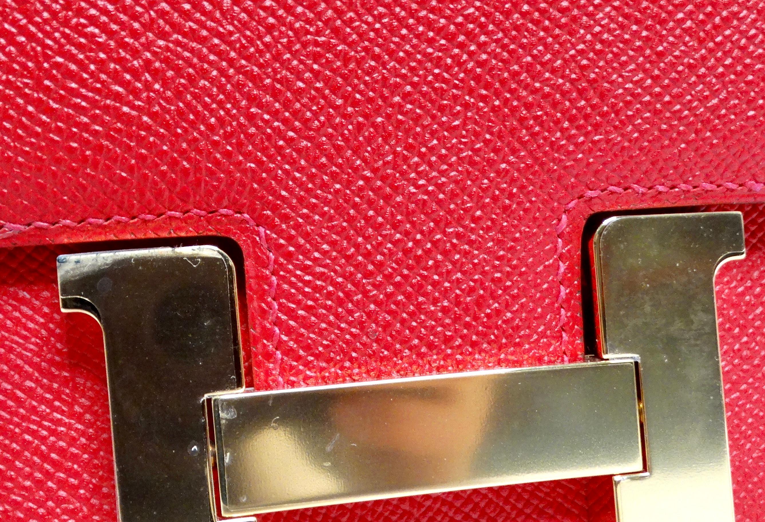 Hermes Constance Epsom Rouge Casque 24 With Gold Hardware 1