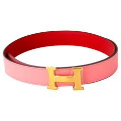 Hermes Constance Gold H belt buckle & Reversible leather strap 32 mm Confetti